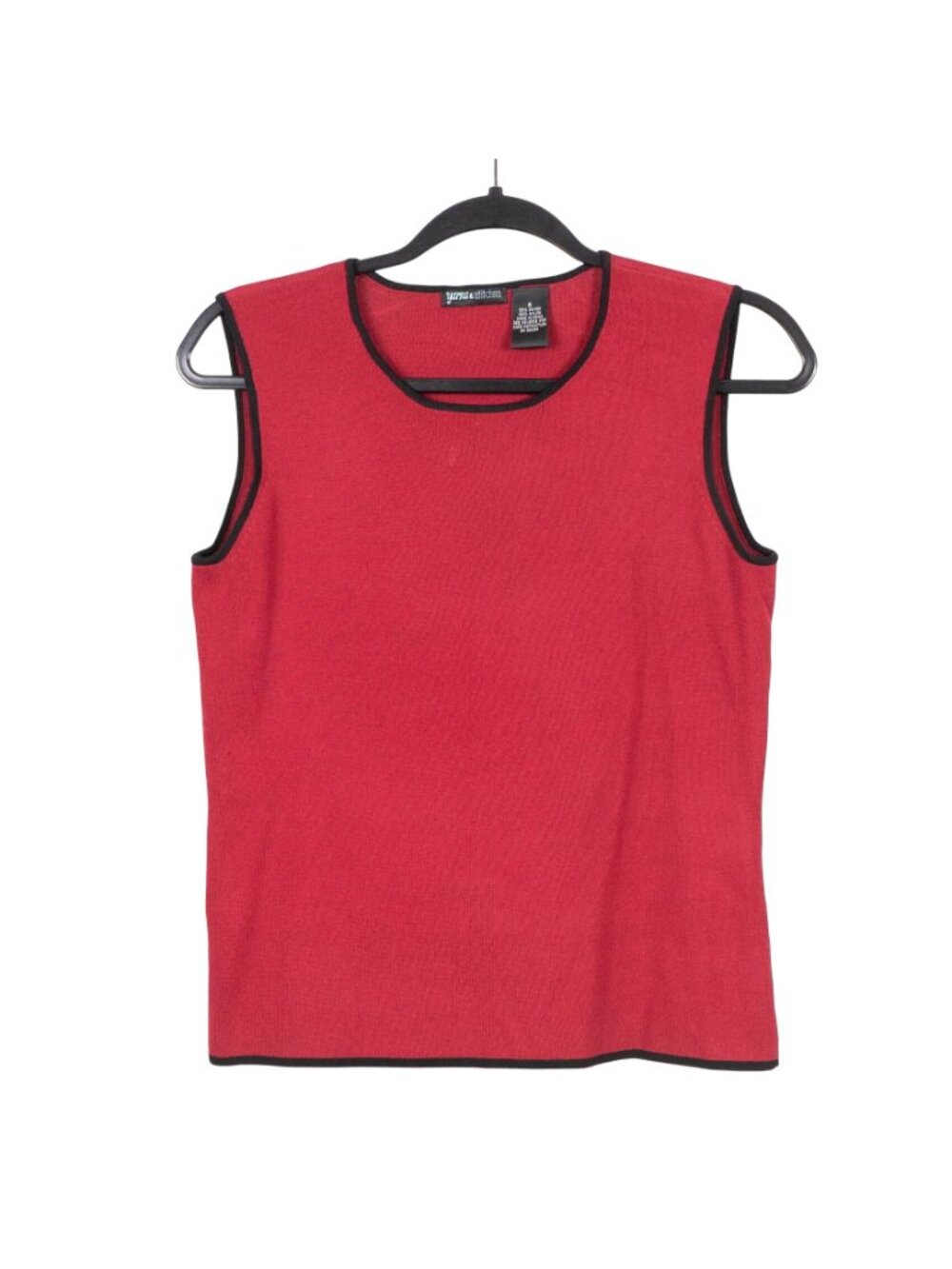 Cardigan Sweater Sleeveless Top Set S Womens 90s Red Black Trim Tank Colorblock - Picture 6 of 10